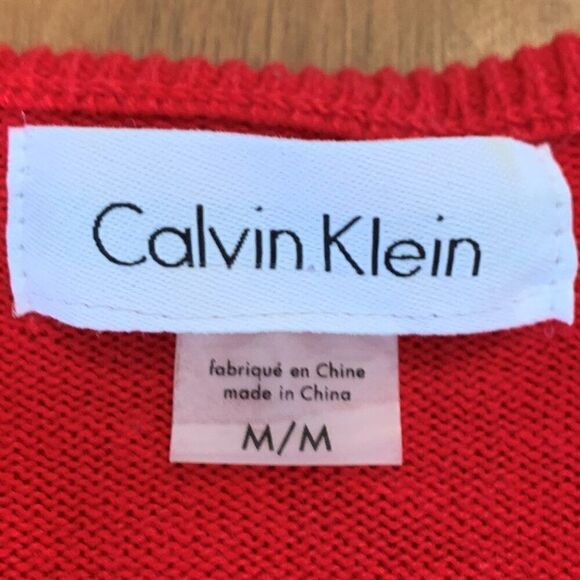 Calvin Klein cardigan, chili pepper red, toggle close, updated silhouette, sz M - Picture 3 of 16